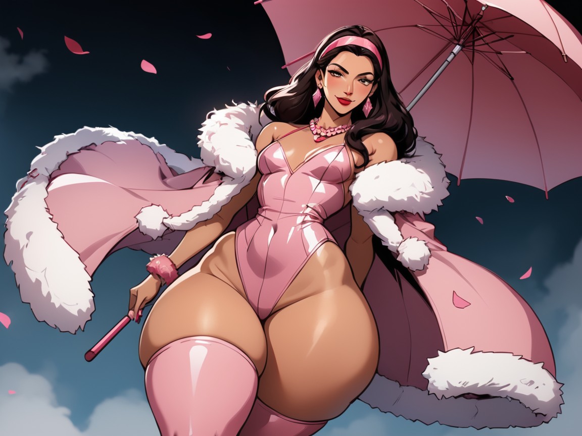 Mafia Vibes, Pink Chandelier In Background, Black Hair AI Porn