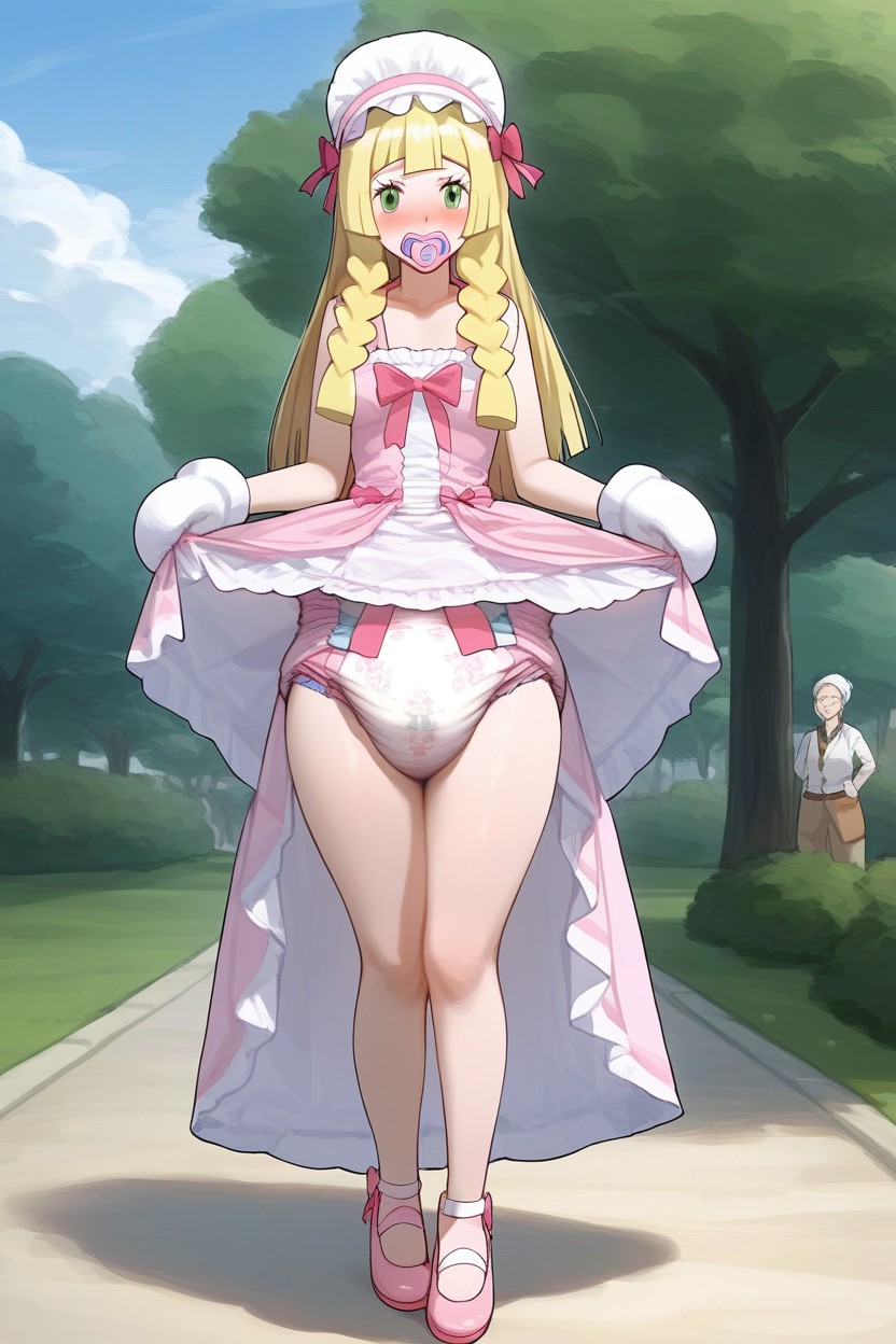 Huge Filled Adultdiaper, Extremely Saggy Soiled Adultdiaper, In Public AI Porn