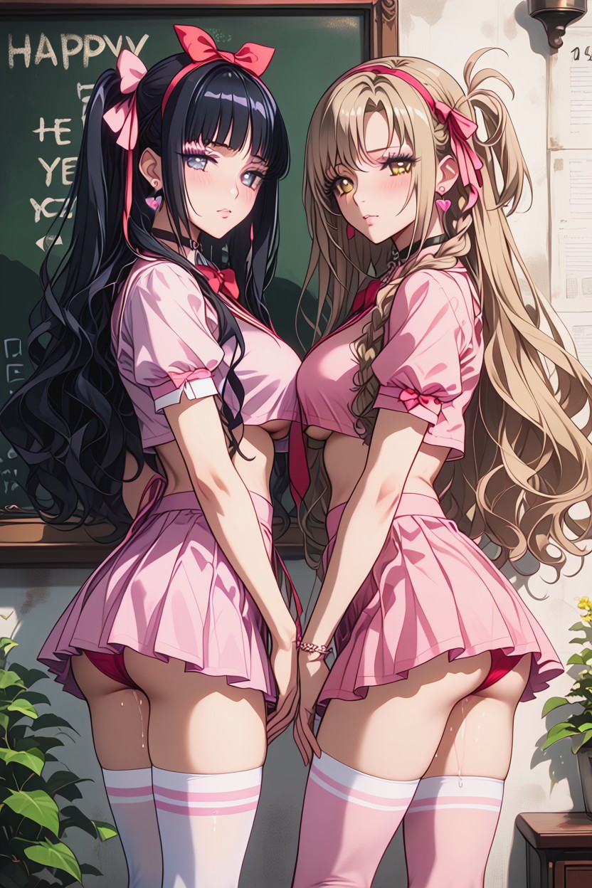 Red Heel Underboobs, Side View, Perfect Hourglass Body Hentai AI Porn