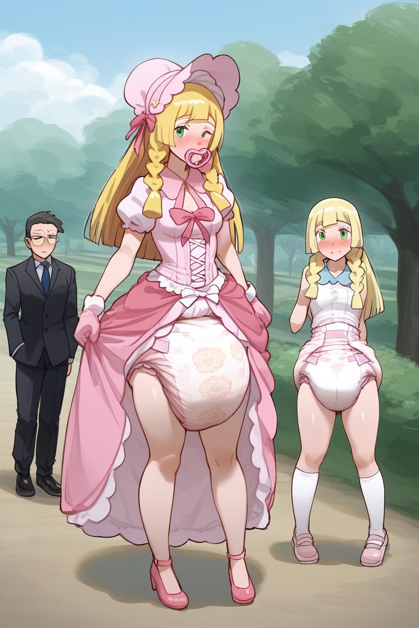 Large Adultpacifier In Mouth, Adultdiaper Larger Than Head, Fully Clothed AI Porn