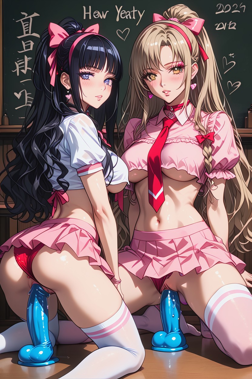Wearing Cure Melody Costume, Dildo Ride, Long Hair Hentai AI Porn