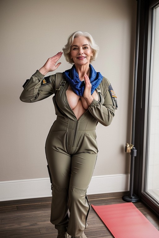 Military Spacesuit Jumpsuit, Levitating, Saggy Exposed Tits AI Porn