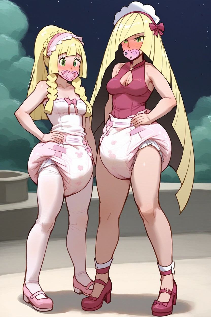 Adultdiaper Larger Than Head, 子供のようなプロポーション, Pink Playground Background AI Porn