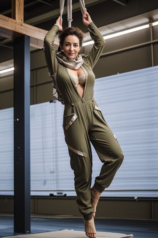 Flowing Scarves, Leaping, Tits Hanging Out AI Porn