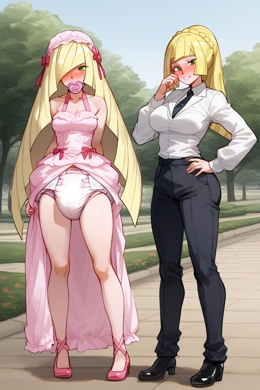 Embarrassed Blush, Lusamine From Pokemon, Princess Outfit AI Porn