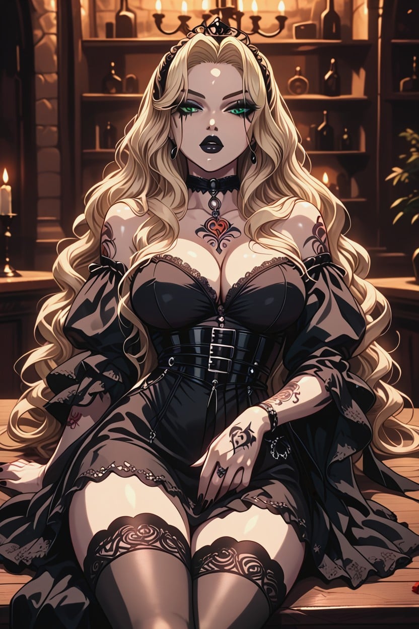 Null Art, Dark Makeup, Blonde Hair Hentai AI Porn