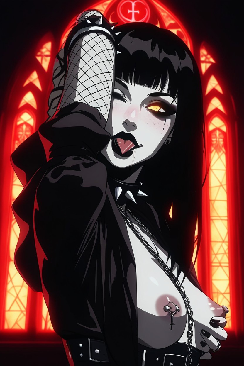 Silver Rings, Occult Church, Fishnet Tights AI Porn