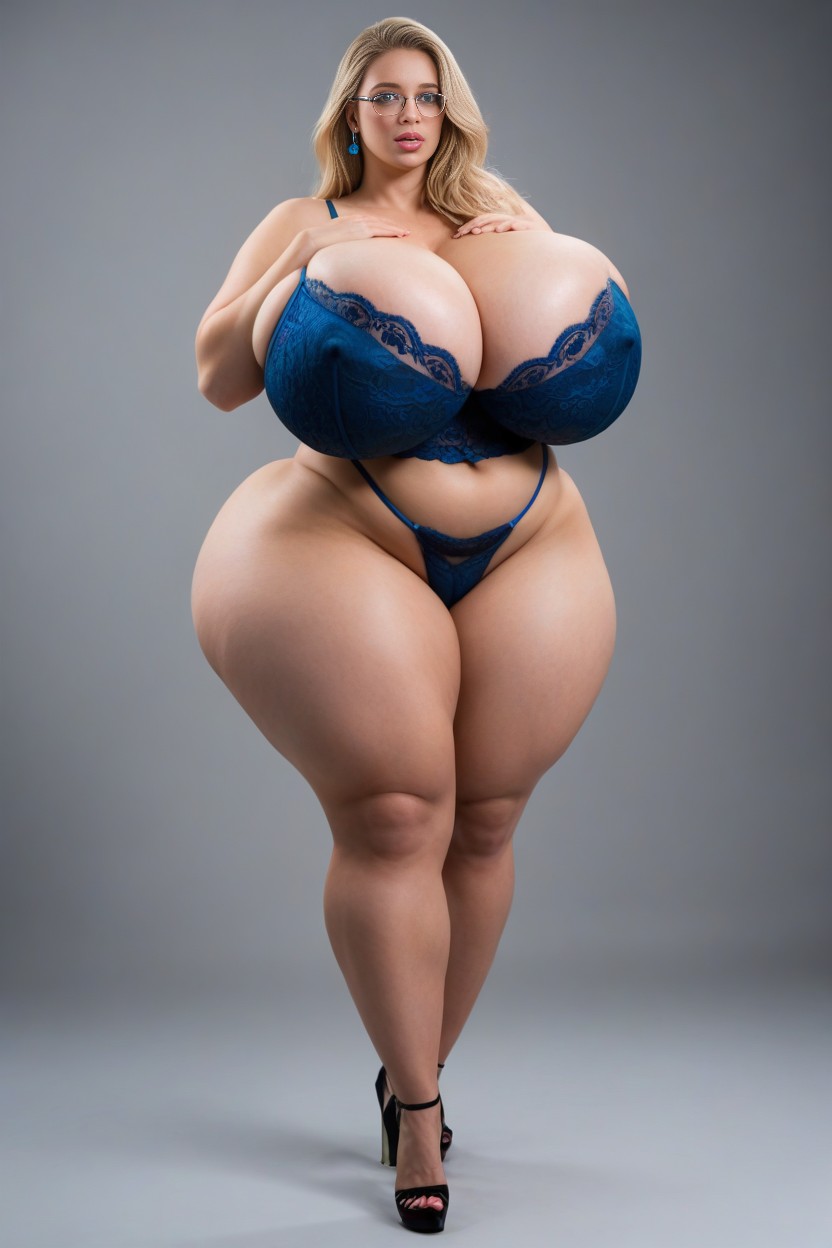 Hyper Round Butt, Blue Panties, Blue Eyes AI Porn