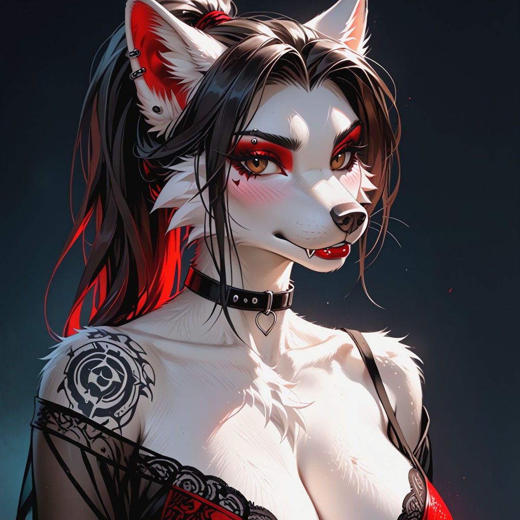 Model, Lobo, Black Hair Furry IA