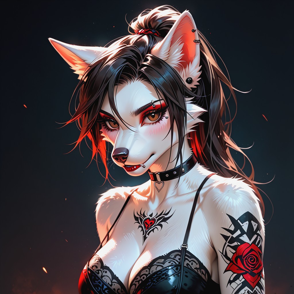 Wide Hips, Big Ass, Female Wolf Furry AI Porn