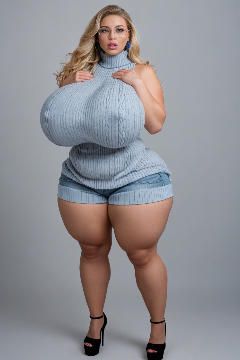 Extra Thick, Blush, Hand On Chest AI Porn