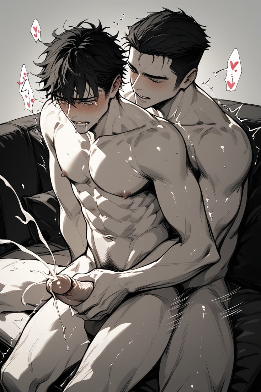 18+, Reach Around Handjob, Precum Leaking Porno IA Gay