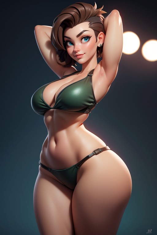 Blue Eyes, Massive Ass, Sexy Confident Smirk Expression Hentai AI Porn