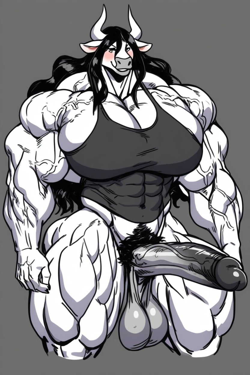 Anthropomorphic Hucow Head, Veins, Kitchen Furry AI Porn