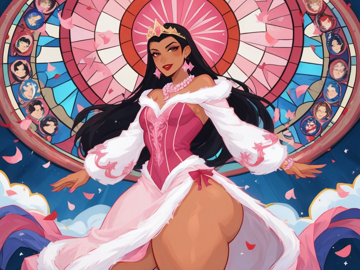 One Latina Woman, Heavy Pink Diamond Jewelry, Skinny Hentai AI Porn