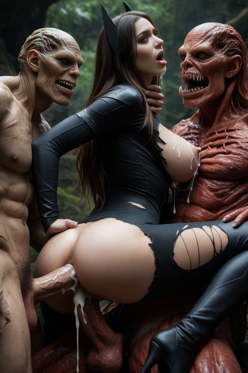 Naked, Anal Only Genetic Monster Holding Head, In Alien Hive AI Porn