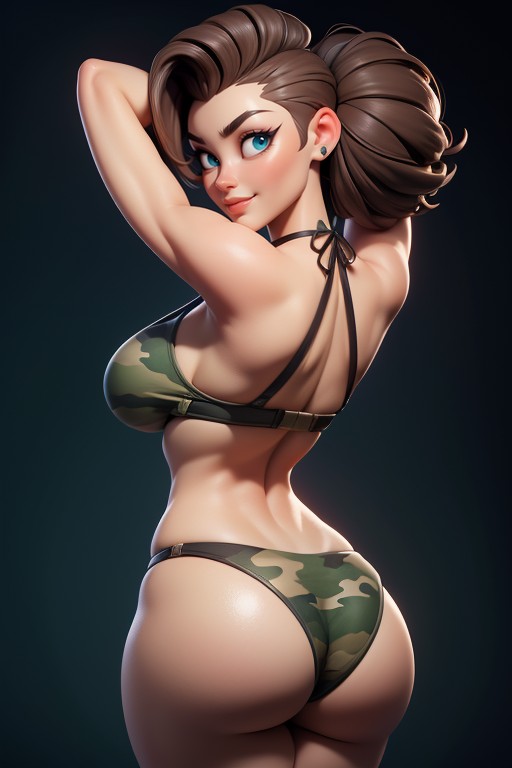 Bikini, Sexy Smile Rear View, Large Breasts Hentai AI Porn