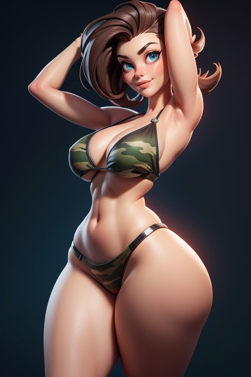 Head Bald On The Sides, Rear View Of Large Round Bubble Ass, Shaved Bald On The Sides Of Head Hentai AI Porn