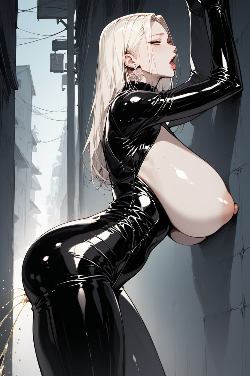 Blue Eyes, Back Alley, Peeing Hentai AI Porn