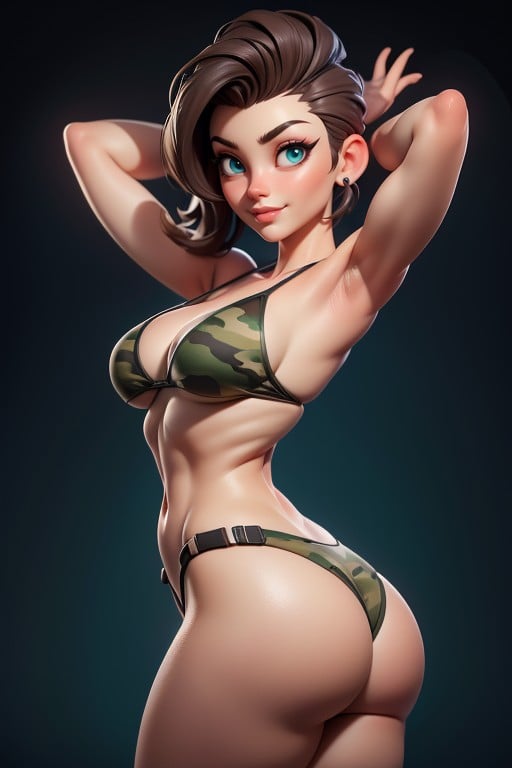 Head Bald On The Sides, Bald On The Sides, Arms Up In Front Of Face As Though Hugging Upward Hentai AI Porn