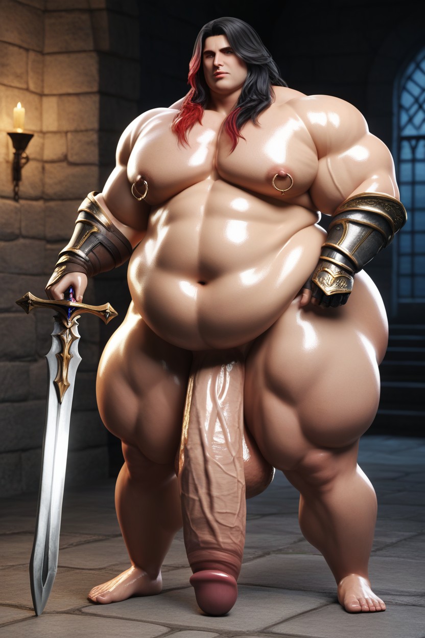 18+, Hyper Thick Fat Body, 땀나는 게이 AI 포르노
