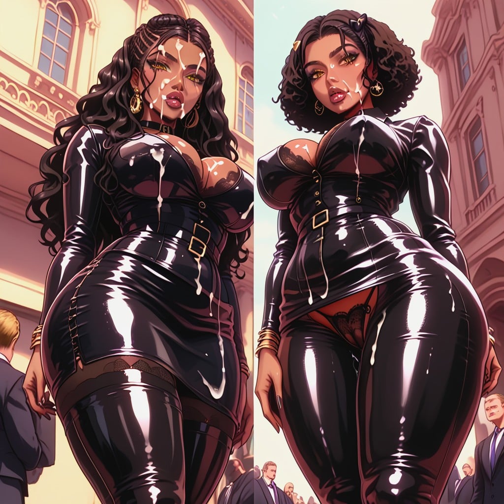 Wearing Shiny Pants Outfit, Nipple Jewelry, Leggings AI Porn