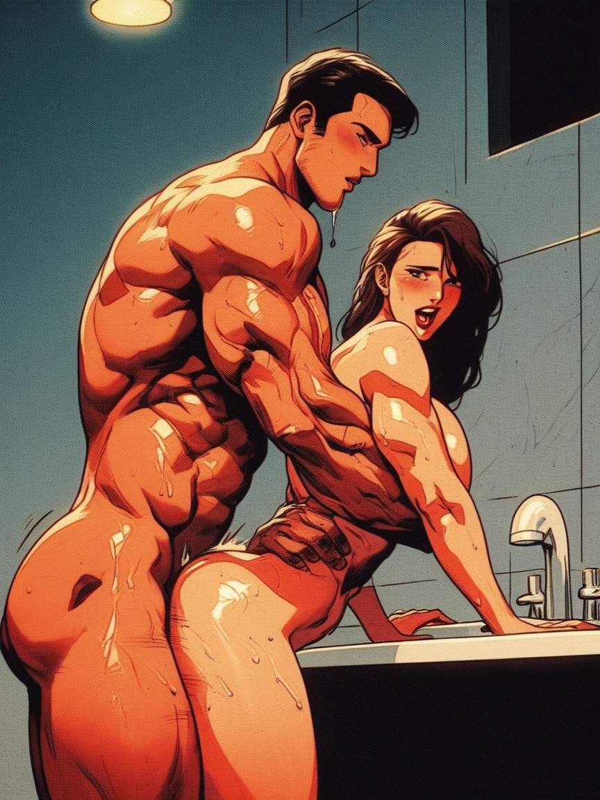 Huge Muscles, Baño, A Very Fit Figure Porno MILF IA
