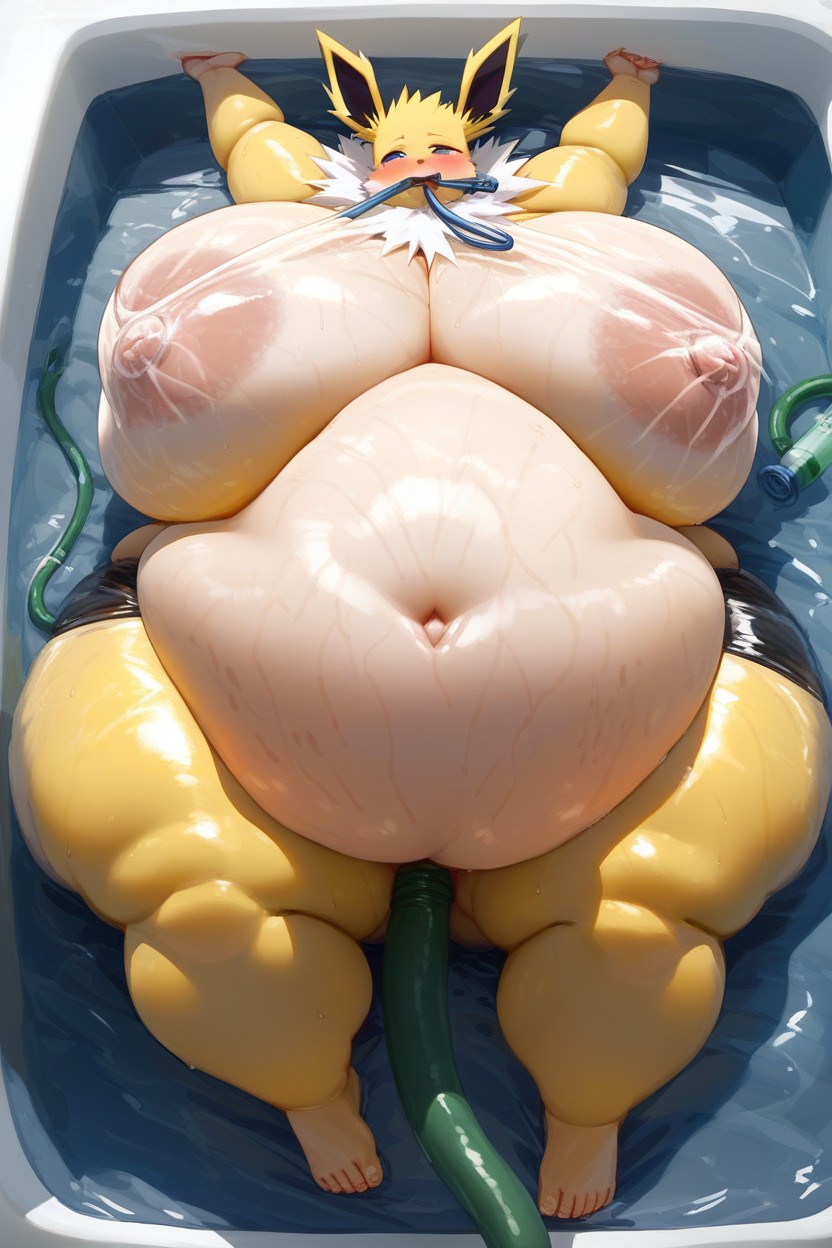 Immobile Obesity, Bloated Belly, Gigantic Belly Furry AI Porn