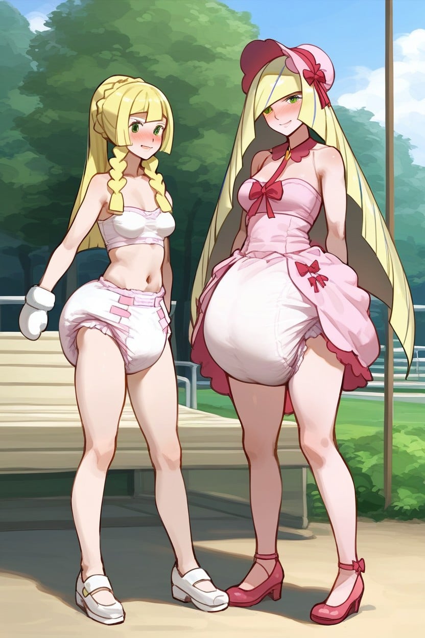 Wearing Giant Adultdiaper, Adultdiaper Dress, Poorchested AI Porn