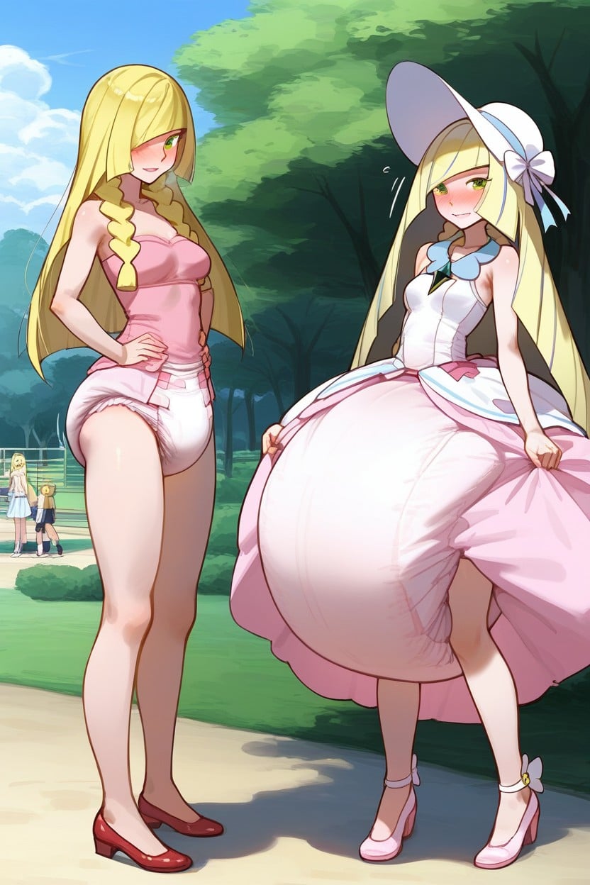 Wearing Giant Adultdiaper, 子供の比率, Pink Mary Jane Shoes AI Porn