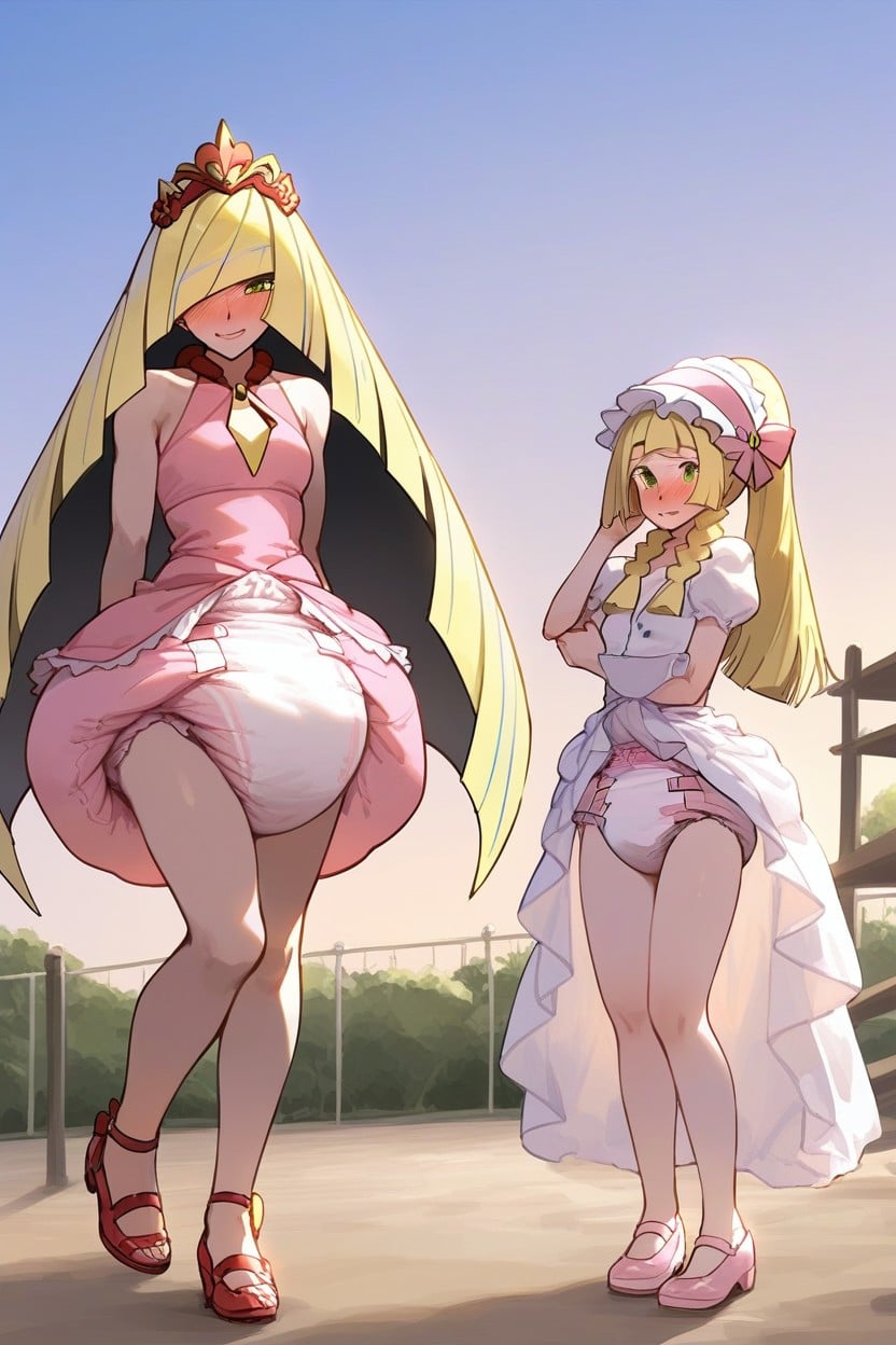 Wearing Giant Adultdiaper, Embarrassed Blush, Visible Crotch AI Porn