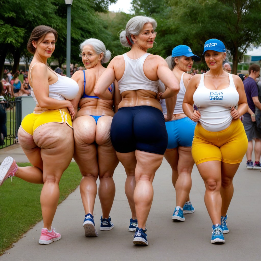 Rear View, Blue Cap, Bouncing Breasts AI Porn