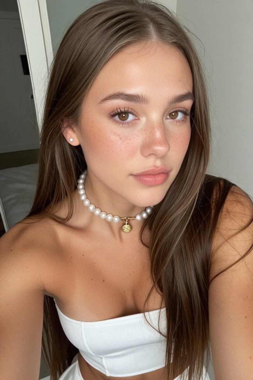 Rear View, Choker, Brunette AI Porn