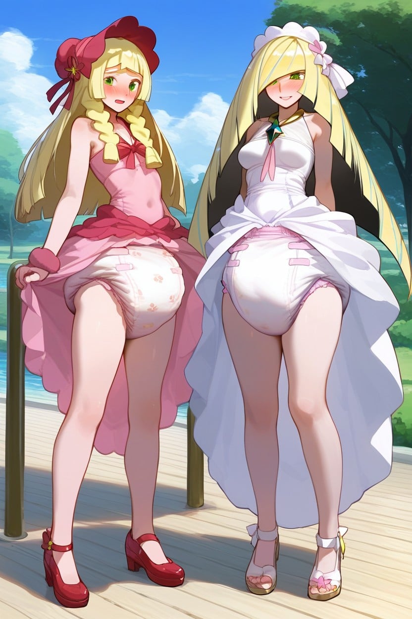 小さな, Outside, Wearing Giant Adultdiaper AI Porn