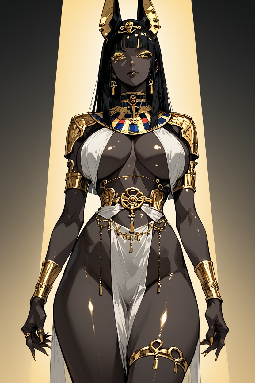 Excessive Gold Jewelry, Detailed Face, Black Lips Hentai AI Porn