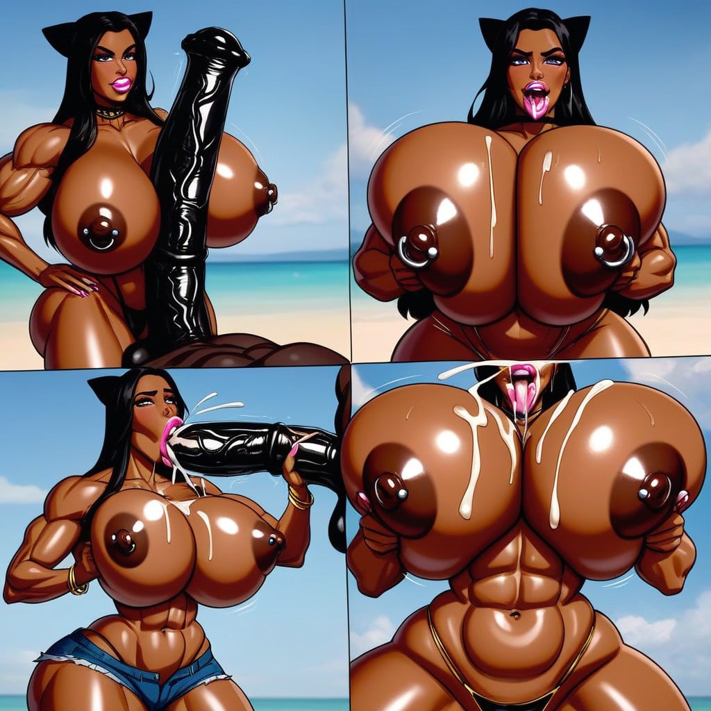 Squatting, Extremely Large Ass, Multiple Views AI Porn