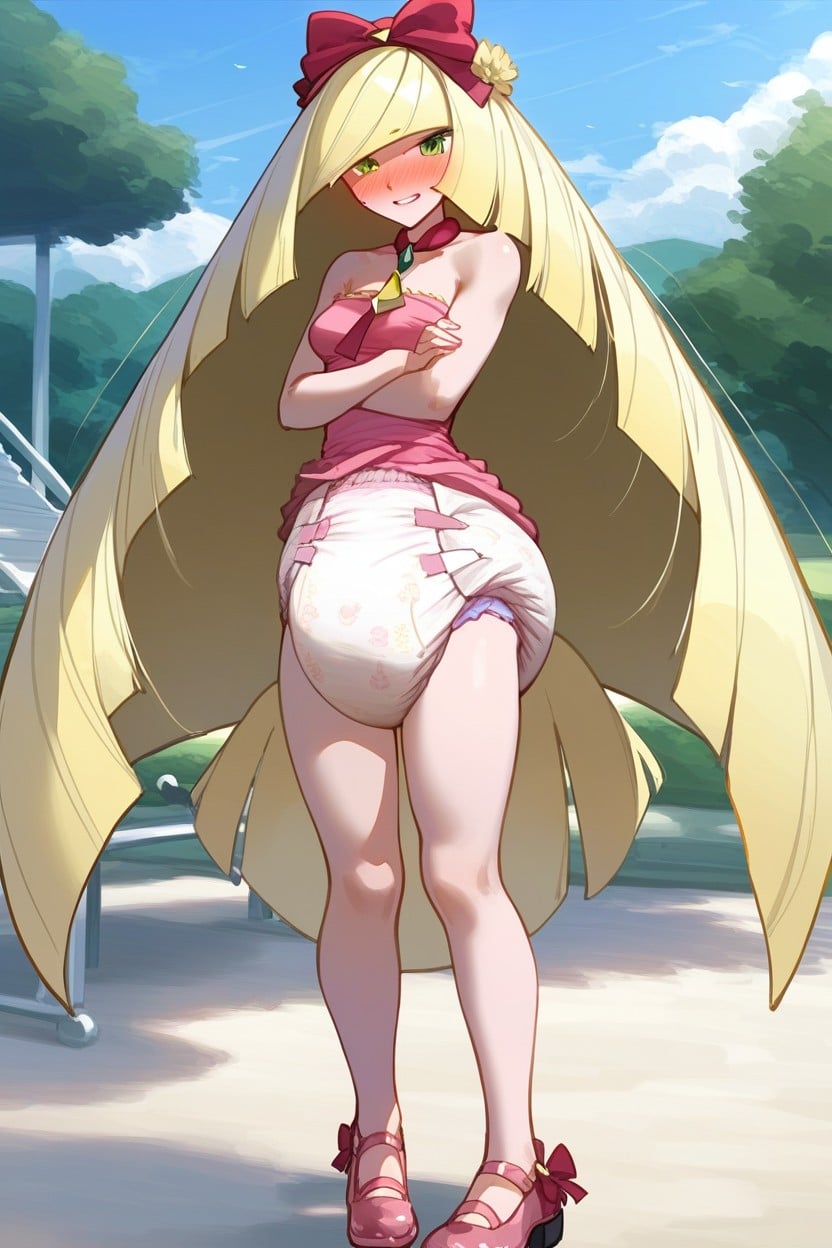 Visible Crotch, Embarrassed Blush, Fully Clothed AI Porn