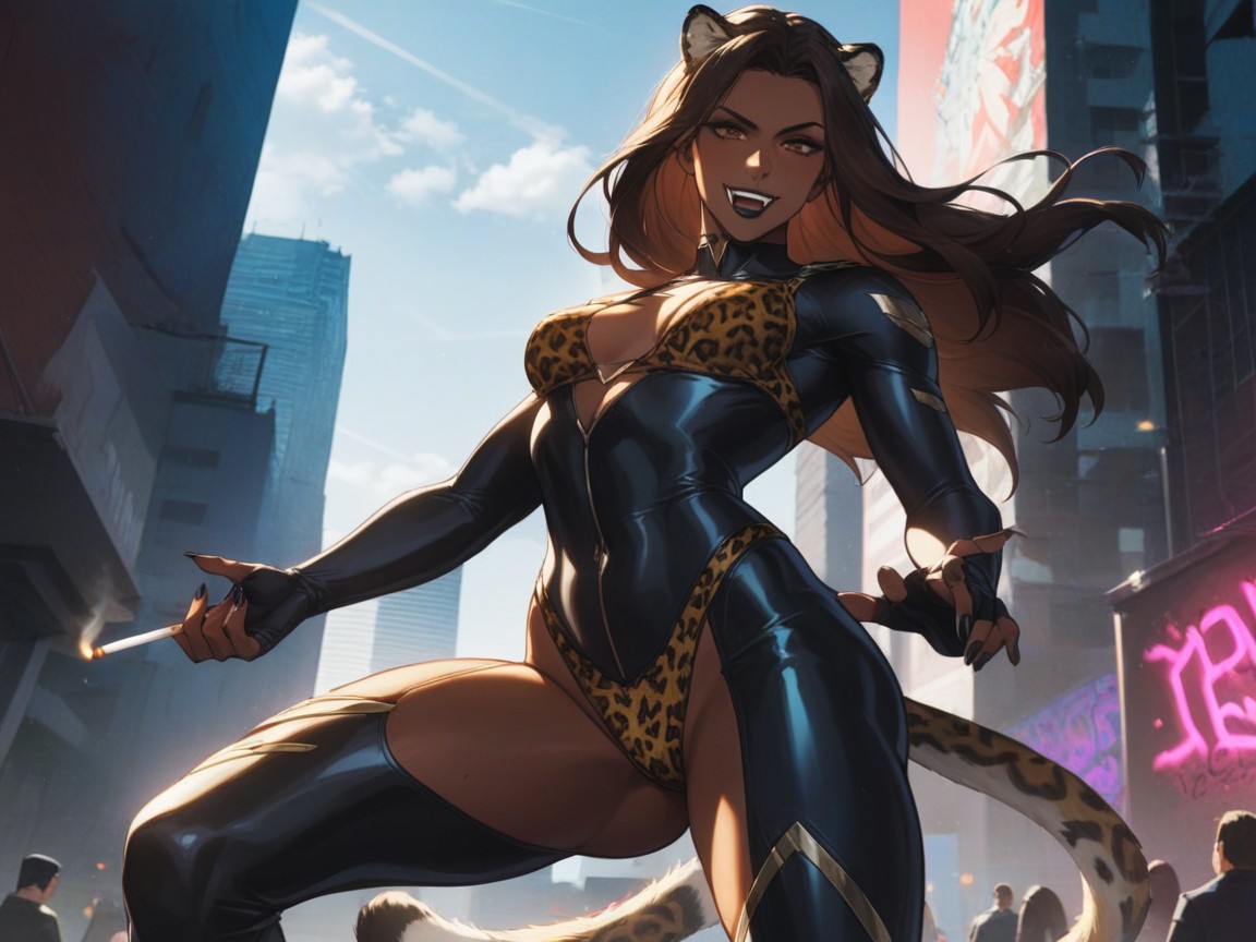 Wide Round Hips, Ultra Detailed, Leopard Tail Hentai AI Porn