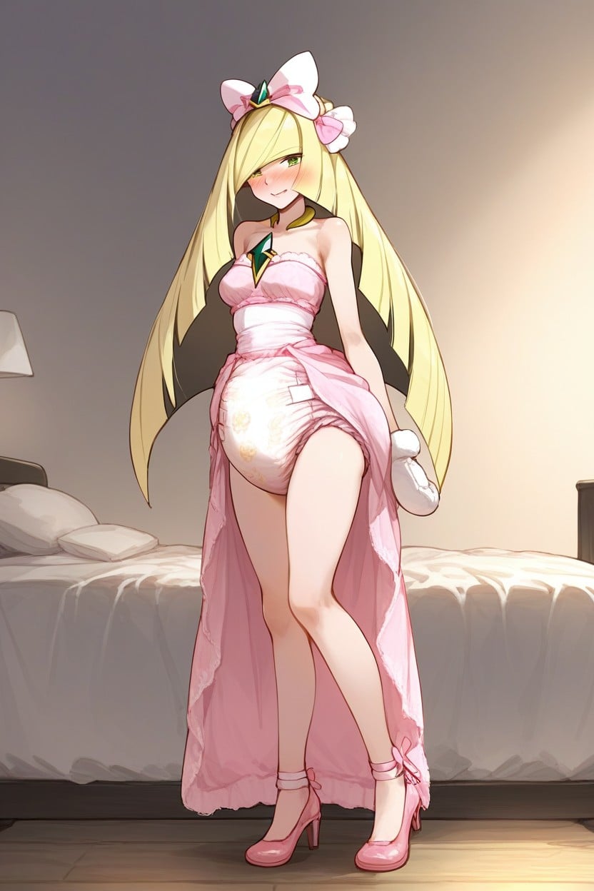 Pink Mary Jane Shoes, Extremely Saggy Soiled Adultdiaper, Wearing Giant Adultdiaper AI Porn