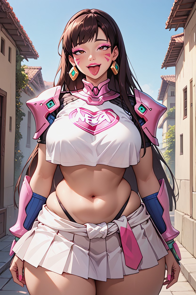 Crop Top, Uncovered Navel, Massive Breast AI Porn