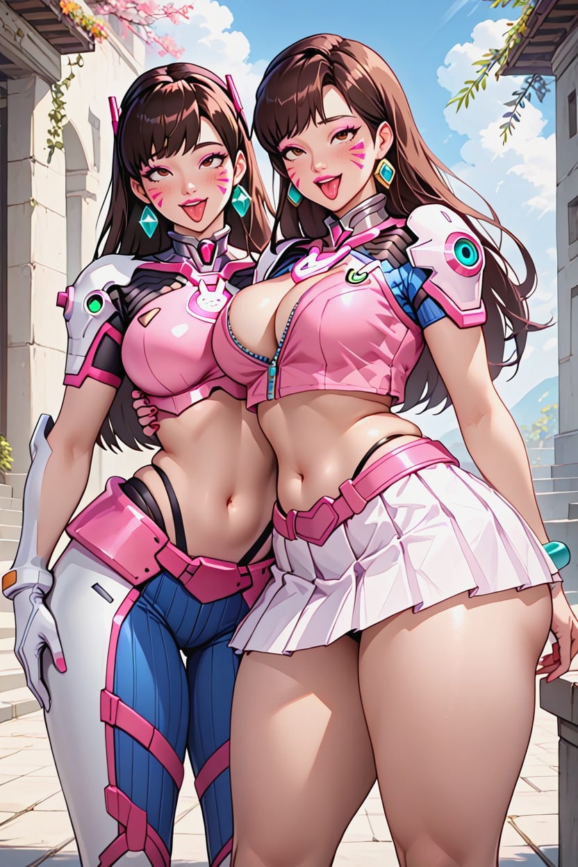 Thick Thighs, Closetwo Women, Hazelnut Eyes Pink Lipstick AI Porn