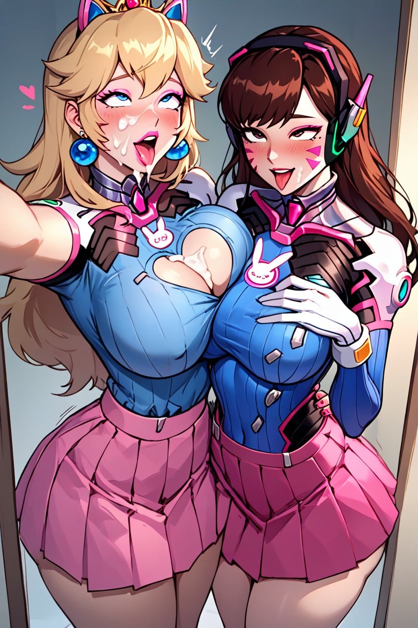 Pink Eyeshadow, Hourglass Body, Love Hearts AI Porn