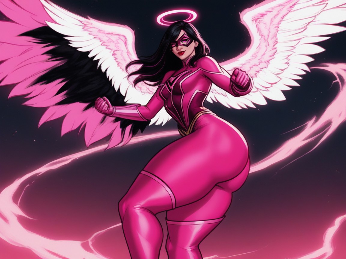1 Person, Pink Rooftop Spotlight, Backlit Latina AI Porn