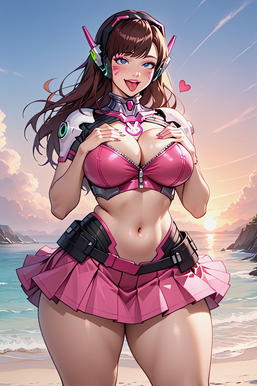 Foreground, Blushing, Neckline AI Porn