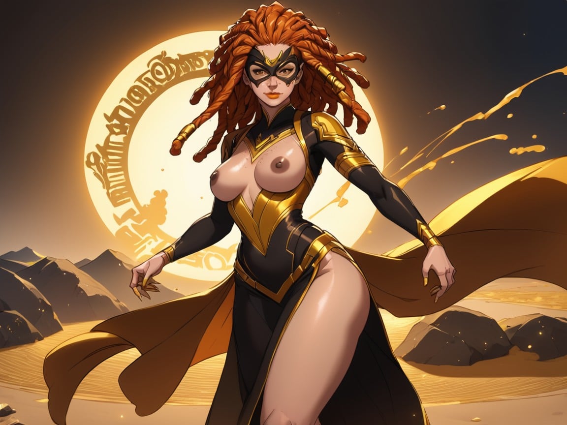 Wide Waist, Freckles, Desert City Street AI Porn