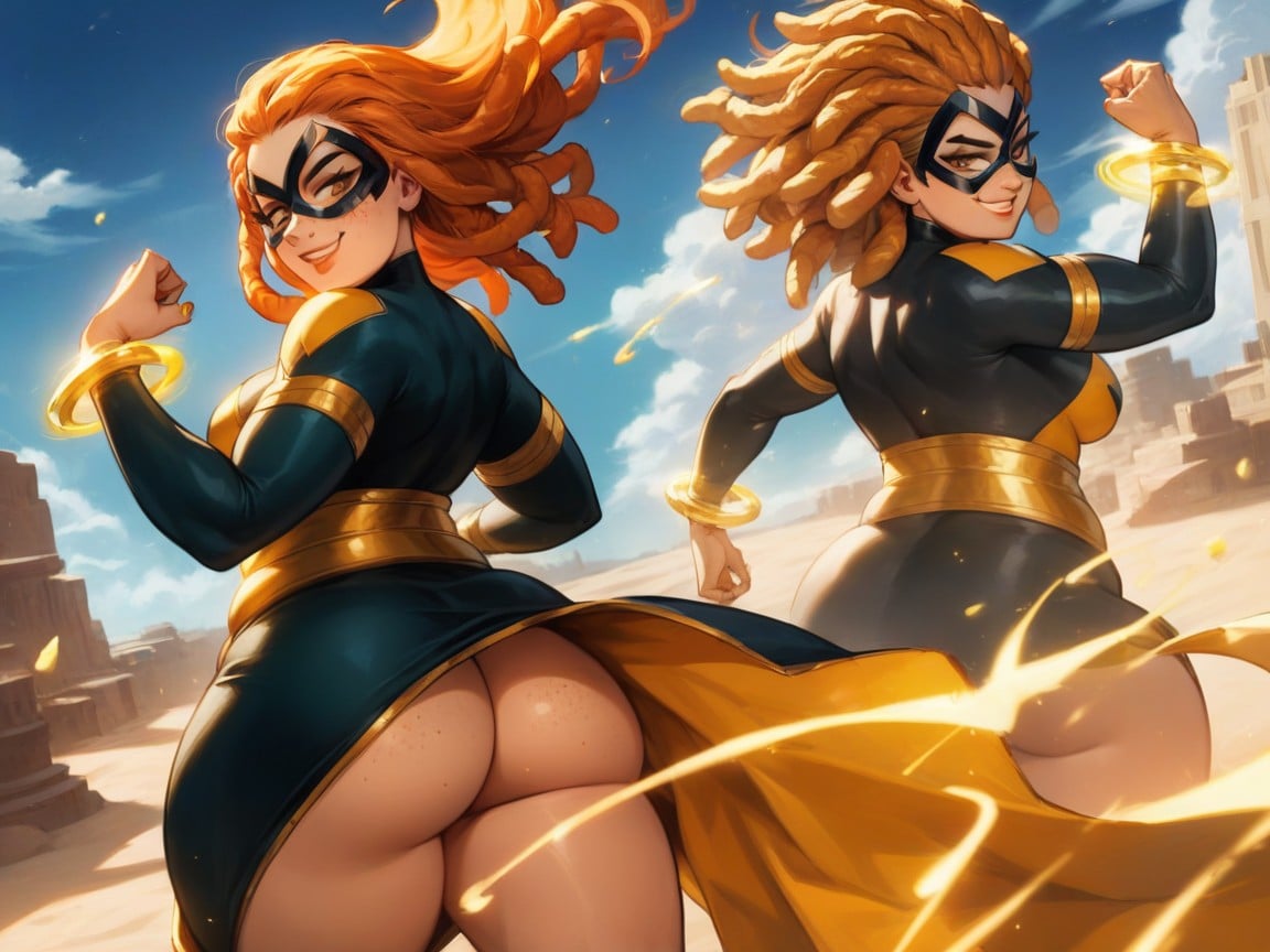Brown Eyes, Mischievous Pretty Face, Thick Hentai AI Porn