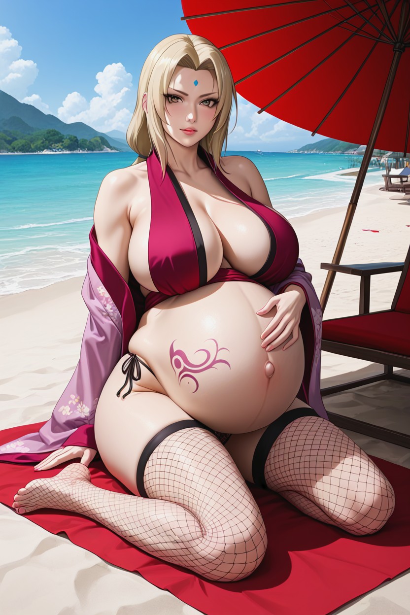 Gigantic Fake Bimbo Tits, Embarrassed, Long Kimono Clothes Hentai AI Porn