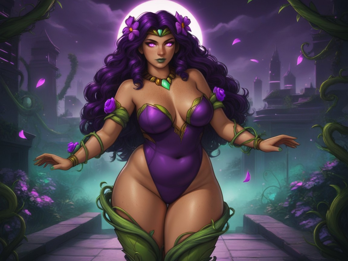 Jungle Enchantress, Vines Wrapping Around Arms And Thighs, Glowing Vines Sprouting From Back ラティーナAIエロ