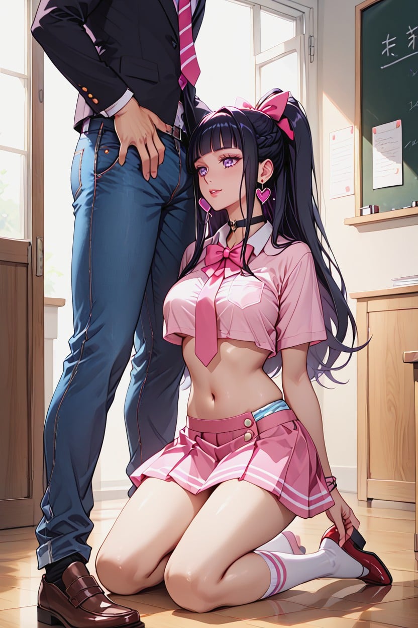 Choker, Focus On Her, Stripe T-back Panties Hentai AI Porn