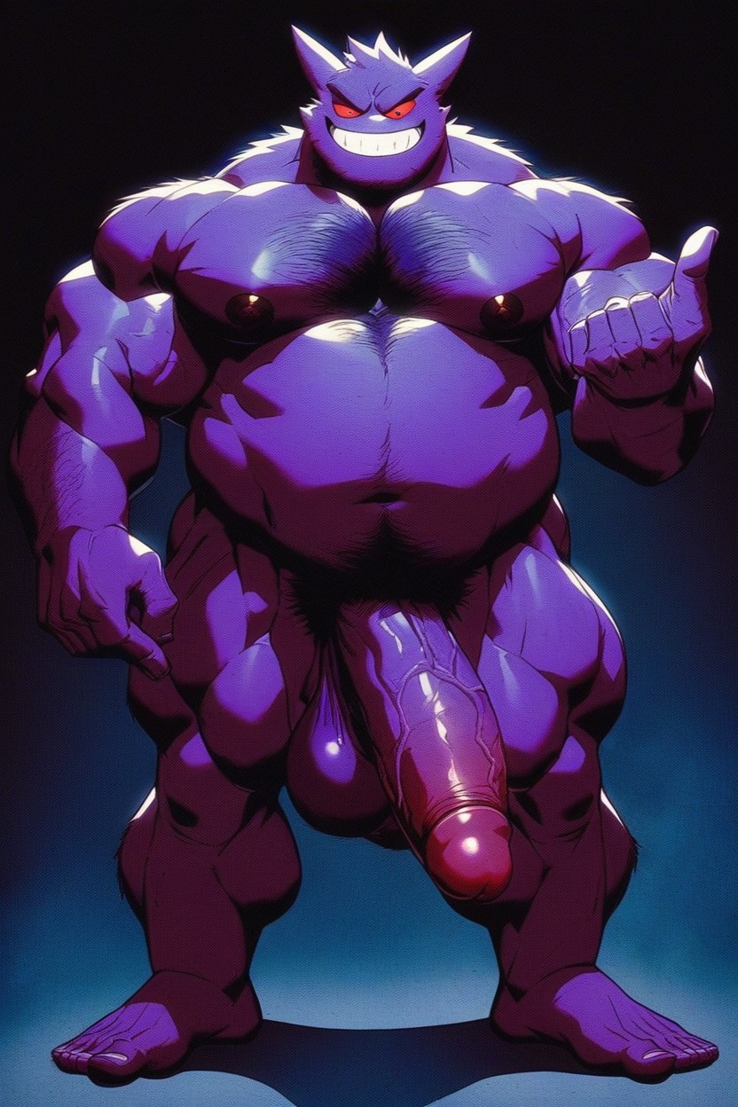 Purple Hairy Balls, Big Belly, Gengar Porno IA Gay